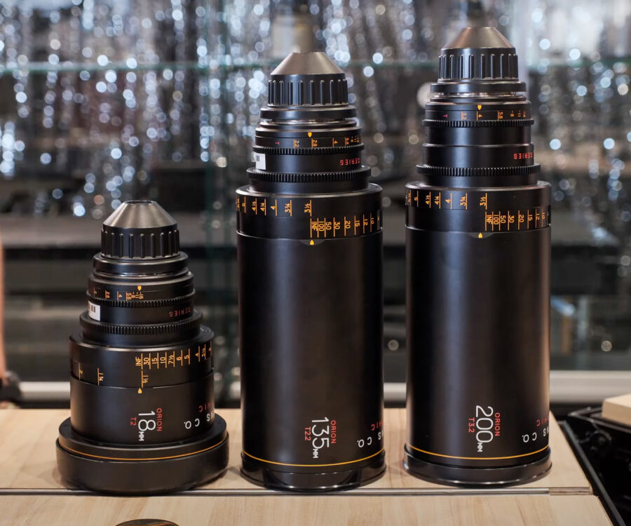 Atlas Orion 18mm T2, 135mm T2.2, and 200mm T3.2 2x anamorphic lenses