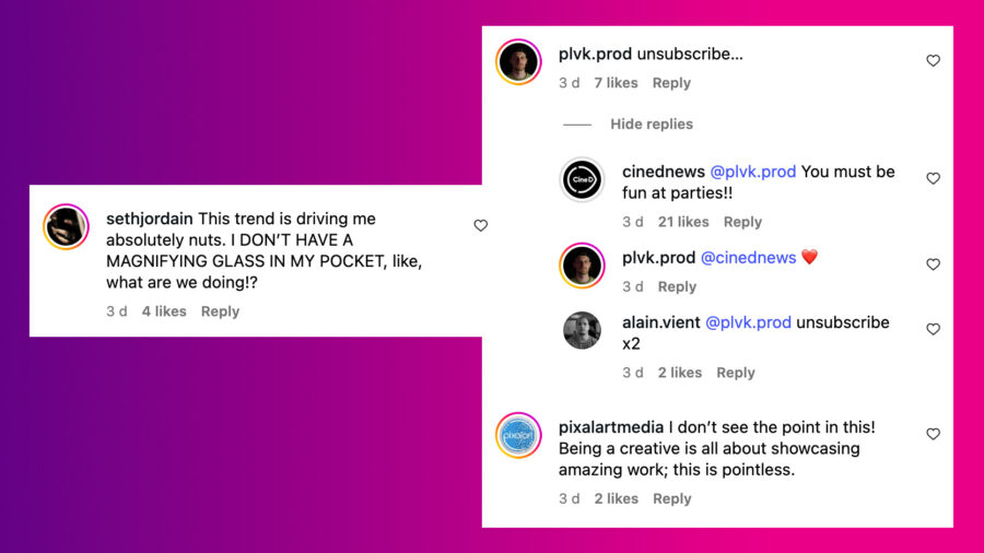 Comments on our CineD's Instagram thinnest video posting