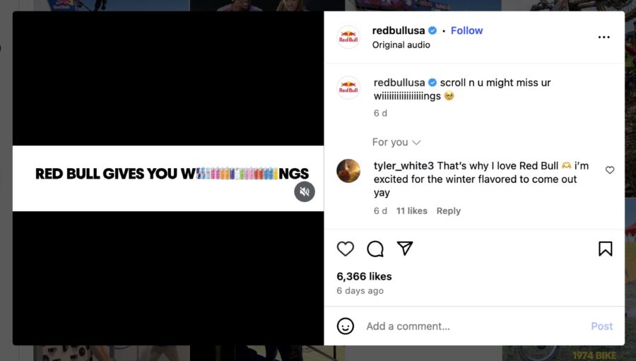 Red Bull US jumps on the Instagram thinnest video trend.