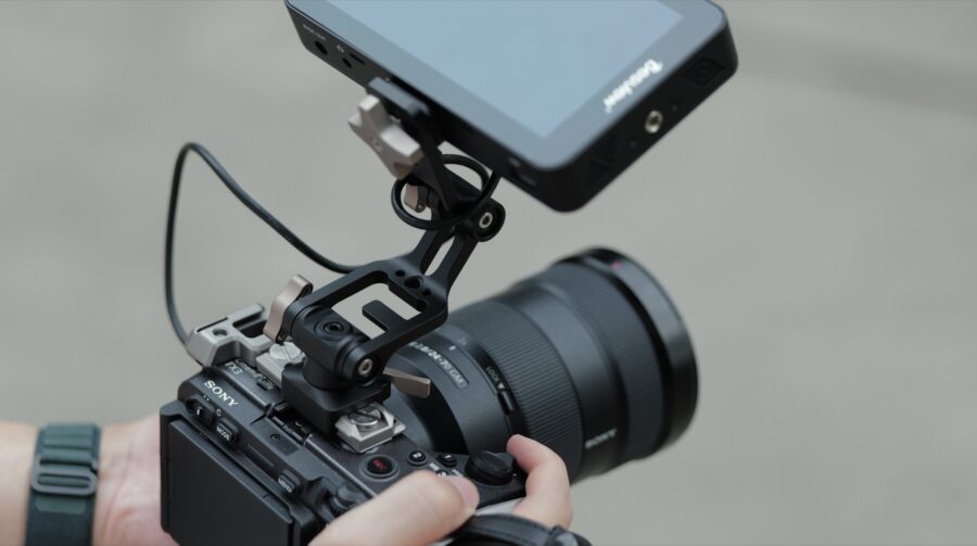 Tilta Extended Pro Monitor Mount on a camera with a monitor