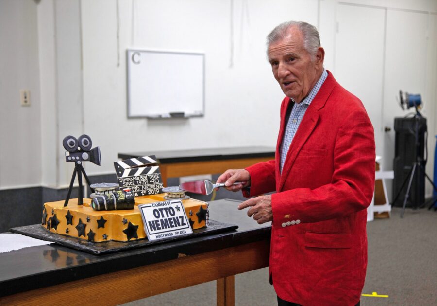Otto Nemenz celebrating the 40th anniversary of his company in 2019. Part of the Otto Nemenz obiturary on CineD