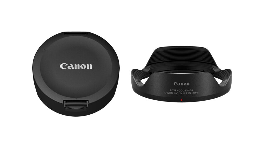 Canon RF 7-14mm F/2.8-3.5 L Fisheye STM lens hood and front cap