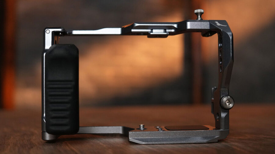 The Kondor Blue Nikon ZR left side plate features micro HDMI and USB-C cable protection clamps