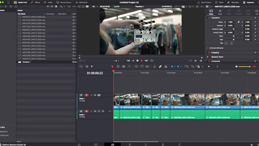 Strada Connect playing back files in Resolve
