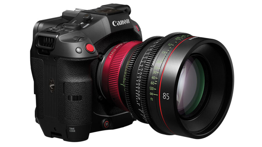 Canon EOS C80 with a Canon CN-R 85mm T1.3 L F cinema prime lens.