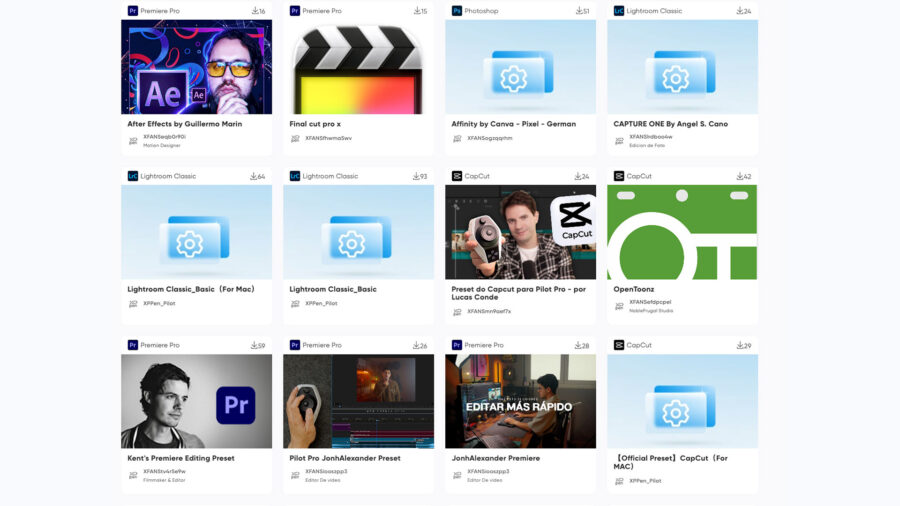 A free preset library is available on XPPen's website.