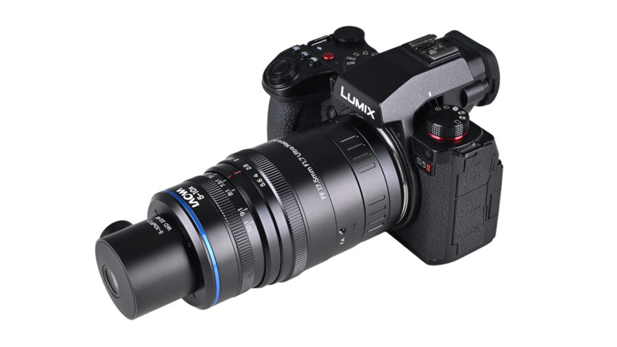 Venus Optics Laowa Aksen lens mounted on Lumix camera.
