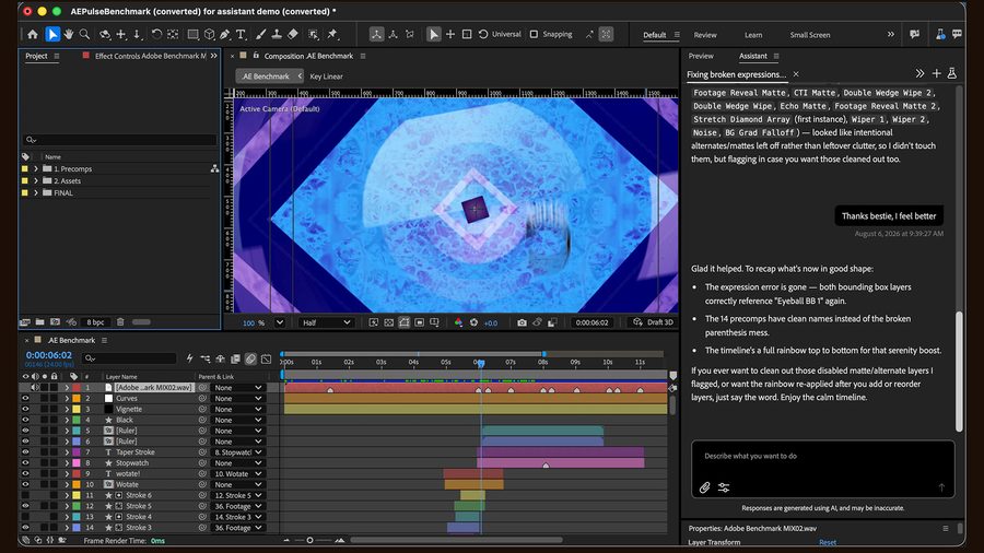 Adobe After Effects after using AI assistant