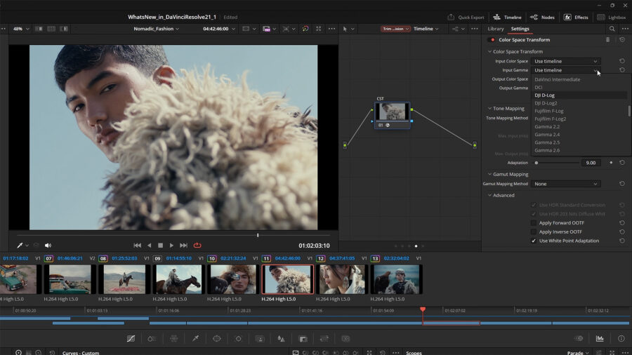 DaVinci Resolve 21.1 AI功能與後期製作介面示意