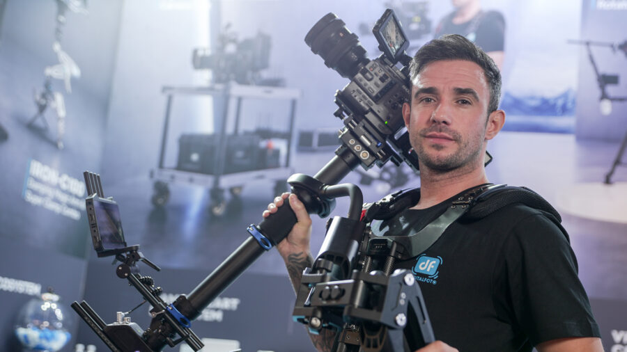 Malcolm Modele flying the DigitalFoto THANOS-PROCINE ELITE steadycam system